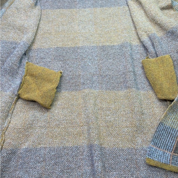 Oriana Metallic Plaid Alpaca Wool Blend Long Sweater Coat Duster Cardigan Sz M - Picture 8 of 11